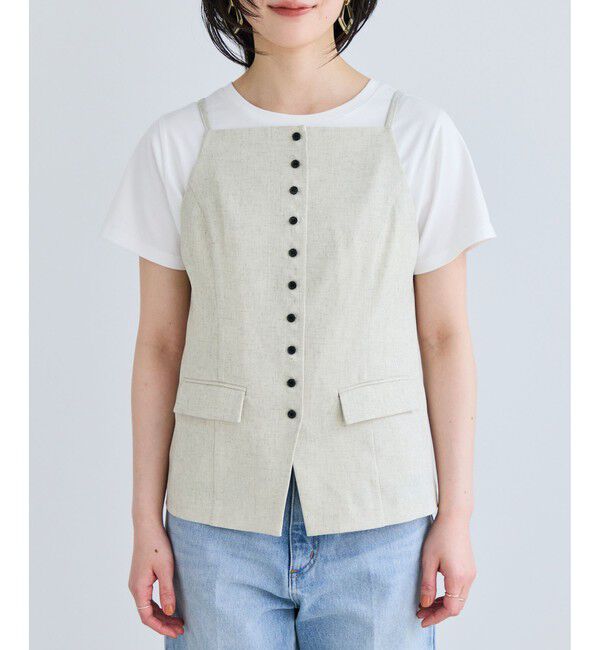 VIS「サマーツィードボタンアップキャミトップス/セットアップ対応」|キャミソール|