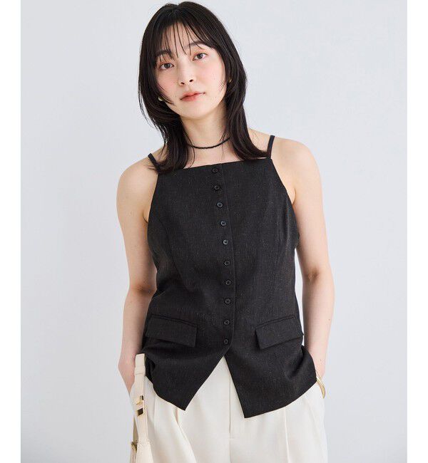 VIS「サマーツィードボタンアップキャミトップス/セットアップ対応」|キャミソール|