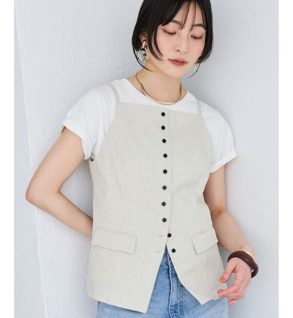 VIS「サマーツィードボタンアップキャミトップス/セットアップ対応」|キャミソール|オフホワイト(15)