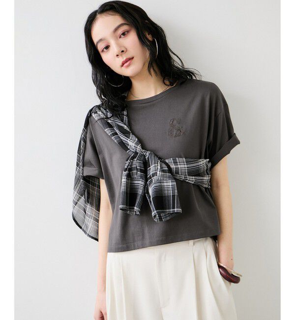 VIS「ボクシークロップド刺繍Tシャツ」|Tシャツ・カットソー|