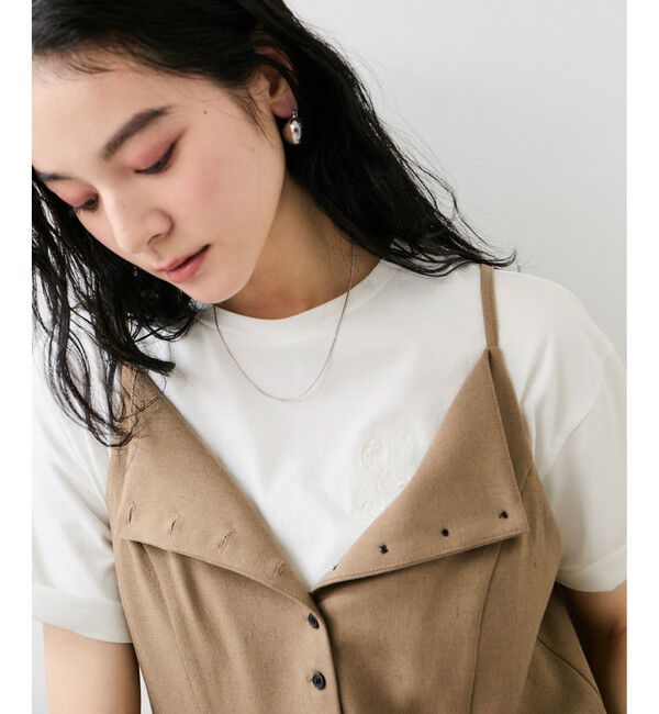 VIS「ボクシークロップド刺繍Tシャツ」|Tシャツ・カットソー|ホワイト(10)