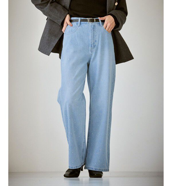 Rope&rsquo;Picnic「キラキラビジューデニム」|デニム|ブルー(44)