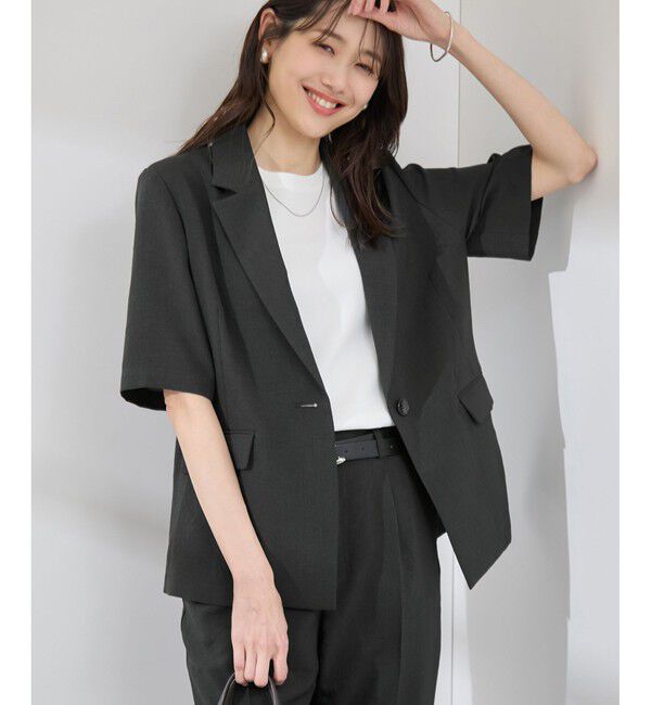 Rope&rsquo;Picnic「【接触冷感・吸水速乾・防シワ】エフォートレスリラックスハーフスリーブジャケット」|テーラードジャケット|