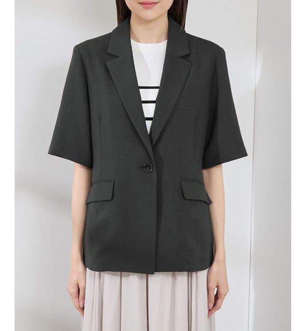 Rope&rsquo;Picnic「【接触冷感・吸水速乾・防シワ】エフォートレスリラックスハーフスリーブジャケット」|テーラードジャケット|