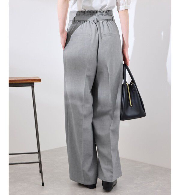 Rope&rsquo;Picnic「カナパ ベルト付きワイドパンツ/セットアップ対応・UV・抗菌防臭・接触冷感」|チノ|