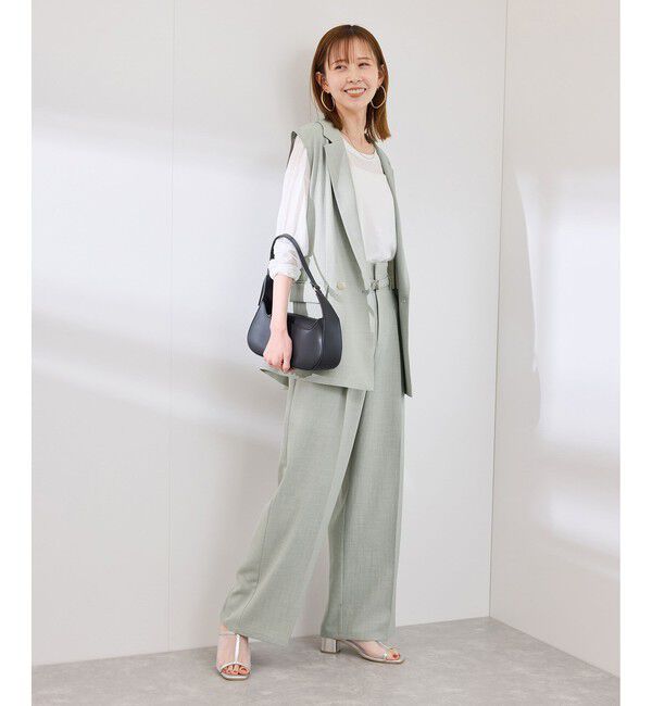 Rope&rsquo;Picnic「カナパ ベルト付きワイドパンツ/セットアップ対応・UV・抗菌防臭・接触冷感」|チノ|