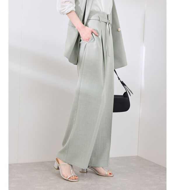 Rope&rsquo;Picnic「カナパ ベルト付きワイドパンツ/セットアップ対応・UV・抗菌防臭・接触冷感」|チノ|