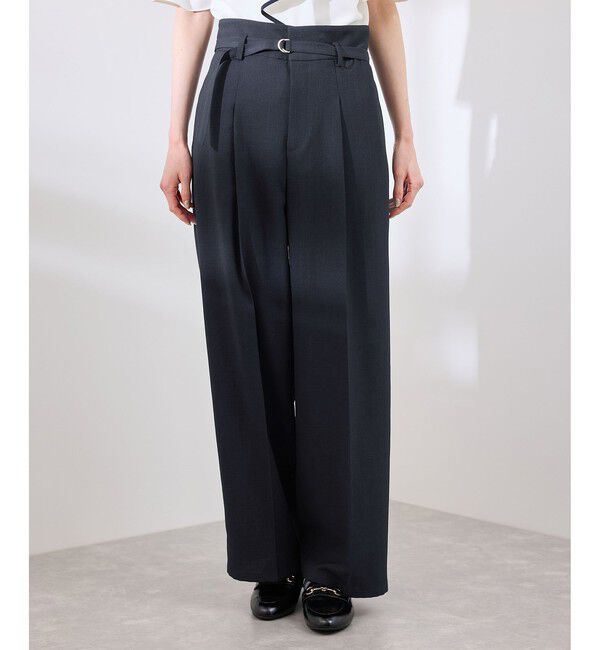 Rope&rsquo;Picnic「カナパ ベルト付きワイドパンツ/セットアップ対応・UV・抗菌防臭・接触冷感」|チノ|