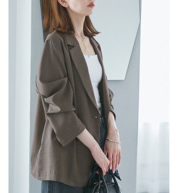 Rope&rsquo;Picnic「【接触冷感・UVカット・速乾】【リネンライク・シリーズ】シアーテーラードジャケット/セットアップ対応」|テーラードジャケット|