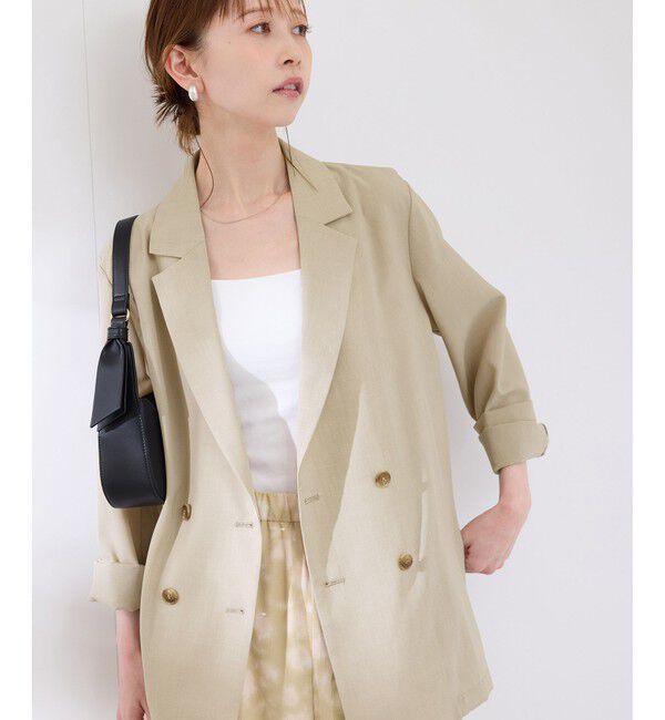 Rope&rsquo;Picnic「【接触冷感・UVカット・速乾】【リネンライク・シリーズ】シアーテーラードジャケット/セットアップ対応」|テーラードジャケット|