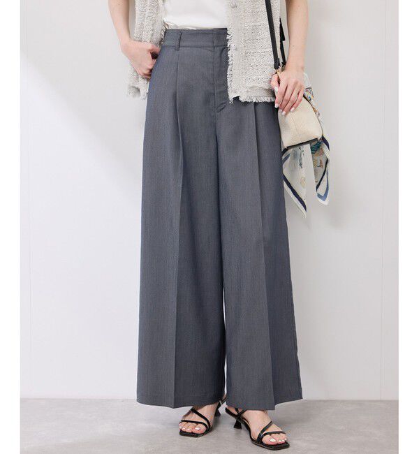 Rope&rsquo;Picnic「テンセルシャンブレータックワイドスラックス/通勤対応」|チノ|