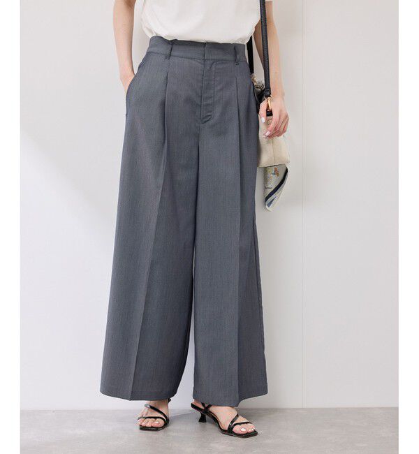 Rope&rsquo;Picnic「テンセルシャンブレータックワイドスラックス/通勤対応」|チノ|