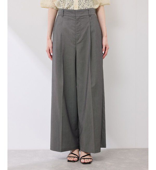 Rope&rsquo;Picnic「テンセルシャンブレータックワイドスラックス/通勤対応」|チノ|