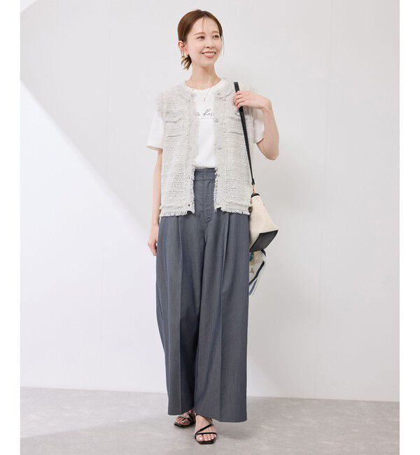 Rope&rsquo;Picnic「テンセルシャンブレータックワイドスラックス/通勤対応」|チノ|