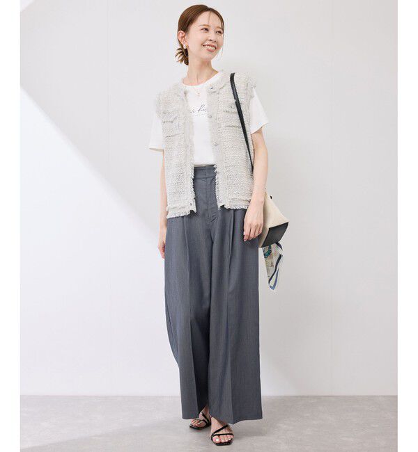 Rope&rsquo;Picnic「テンセルシャンブレータックワイドスラックス/通勤対応」|チノ|