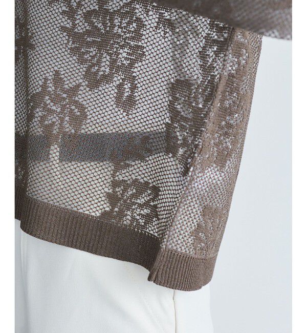 Rope&rsquo;Picnic「透かし編み花柄Vネックカーディガン」|カーディガン|