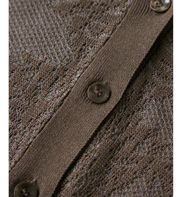 Rope&rsquo;Picnic「透かし編み花柄Vネックカーディガン」|カーディガン|