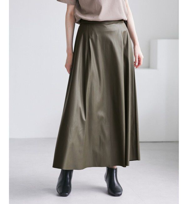 Rope&rsquo;Picnic「シンセティックレザーフレアロングスカート」|スカート|