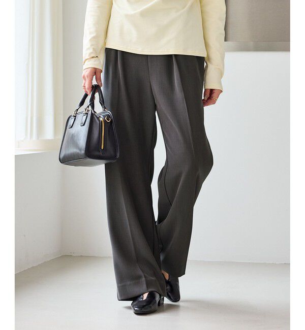 Rope&rsquo;Picnic「【WEB限定サイズ】美フレアカラーパンツ」|スラックス|チャコール(06)