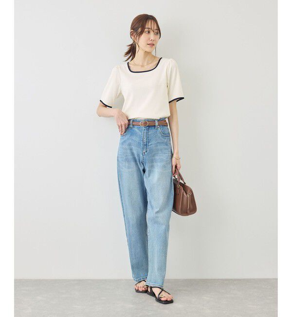 Rope&rsquo;Picnic「前後2WAY配色テレコリボンディテールトップス」|Tシャツ・カットソー|