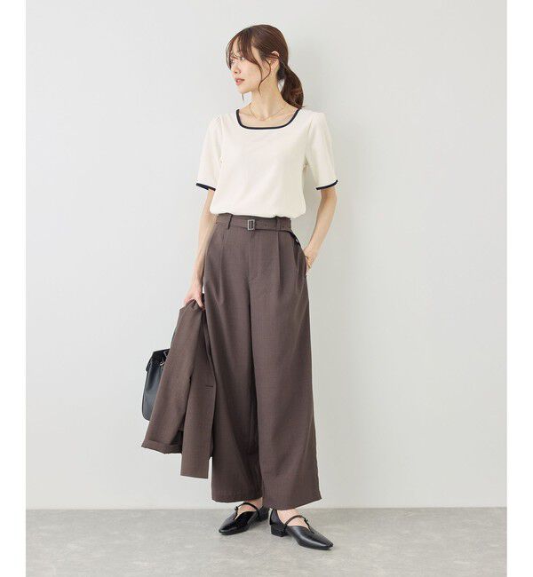 Rope&rsquo;Picnic「前後2WAY配色テレコリボンディテールトップス」|Tシャツ・カットソー|