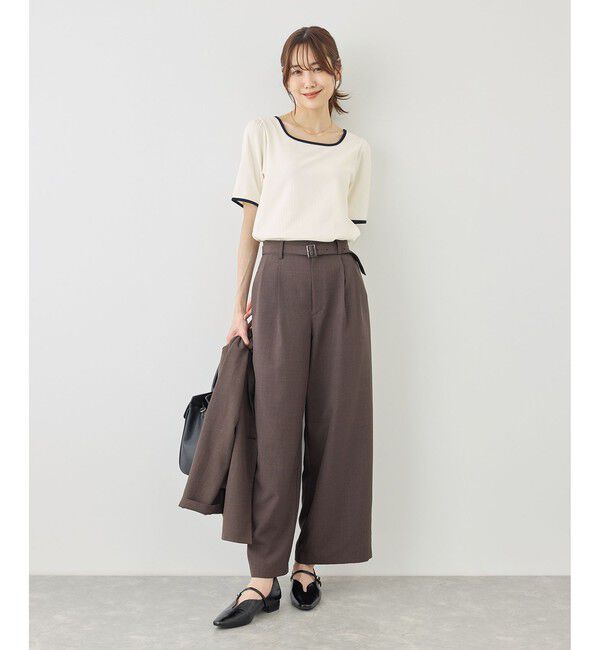 Rope&rsquo;Picnic「前後2WAY配色テレコリボンディテールトップス」|Tシャツ・カットソー|