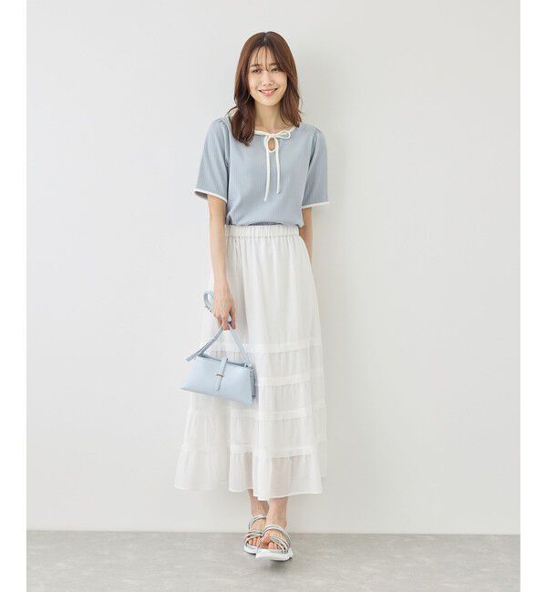 Rope&rsquo;Picnic「前後2WAY配色テレコリボンディテールトップス」|Tシャツ・カットソー|