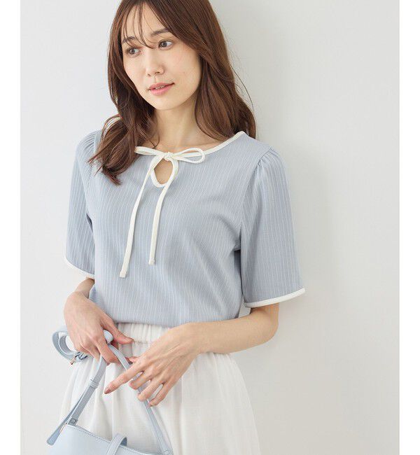 Rope&rsquo;Picnic「前後2WAY配色テレコリボンディテールトップス」|Tシャツ・カットソー|