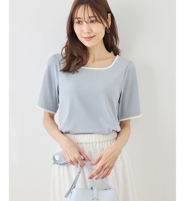 Rope&rsquo;Picnic「前後2WAY配色テレコリボンディテールトップス」|Tシャツ・カットソー|