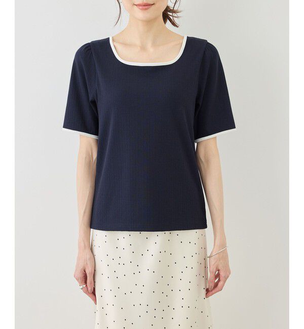 Rope&rsquo;Picnic「前後2WAY配色テレコリボンディテールトップス」|Tシャツ・カットソー|