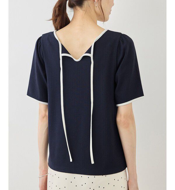 Rope&rsquo;Picnic「前後2WAY配色テレコリボンディテールトップス」|Tシャツ・カットソー|