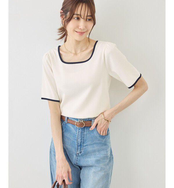 Rope&rsquo;Picnic「前後2WAY配色テレコリボンディテールトップス」|Tシャツ・カットソー|