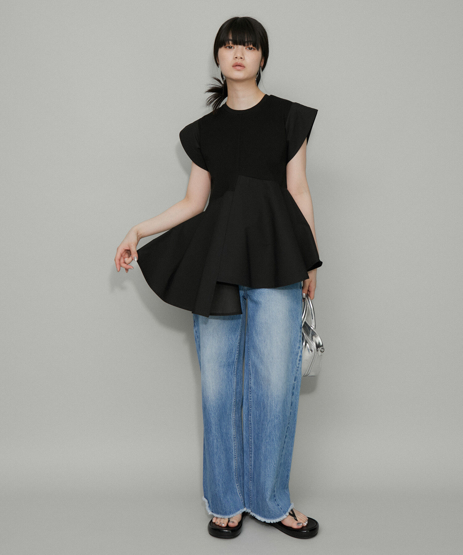 ADAM ET ROPE'「【再入荷・WEB限定・洗える】フリルペプラムカットソー」|Tシャツ・カットソー|