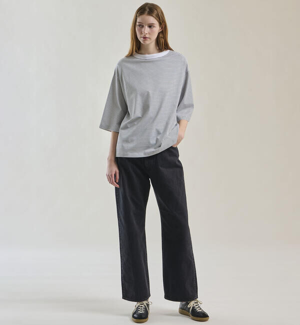 handvaerk「handvaerk | 60/2 ボトルネックTシャツ STRIPE WOMEN」|Tシャツ・カットソー|