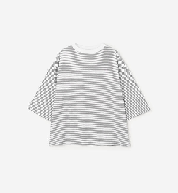 handvaerk「handvaerk | 60/2 ボトルネックTシャツ STRIPE WOMEN」|Tシャツ・カットソー|