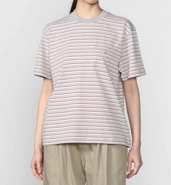 DANTON「DANTON | マルチボーダー ポケットクルーネックTシャツ WOMEN」|Tシャツ・カットソー|