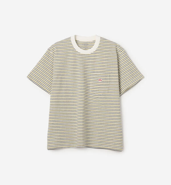 DANTON「DANTON | マルチボーダー ポケットクルーネックTシャツ WOMEN」|Tシャツ・カットソー|YELLOW系1