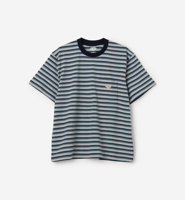 DANTON「DANTON | マルチボーダー ポケットクルーネックTシャツ WOMEN」|Tシャツ・カットソー|BLUE系1