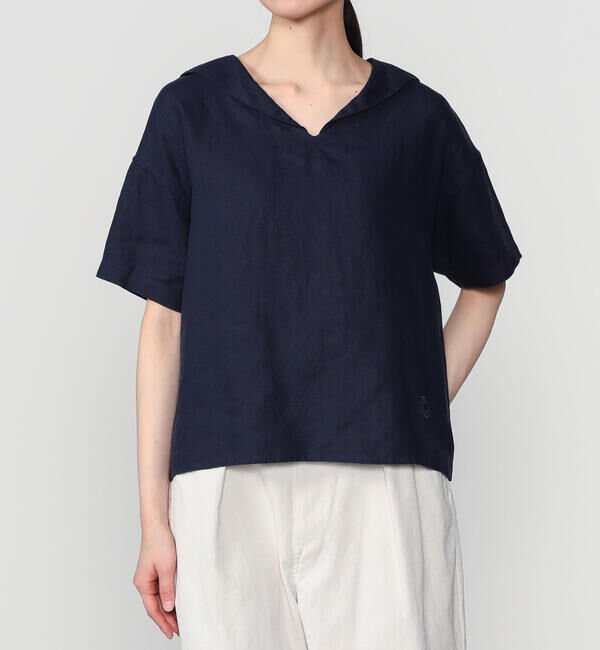 ORCIVAL「ORCIVAL | リネン 半袖セーラーシャツ WOMEN」|シャツ・ブラウス|NAVY