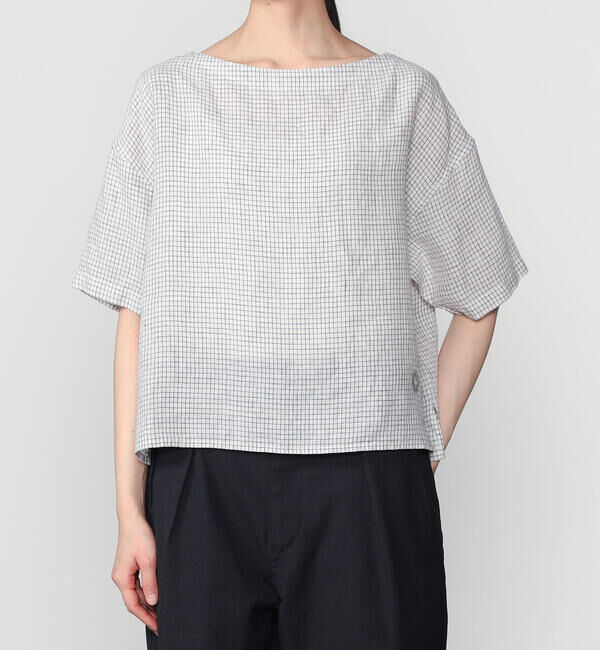 ORCIVAL「ORCIVAL | リネンチェック ボートネックプルオーバー WOMEN」|シャツ・ブラウス|
