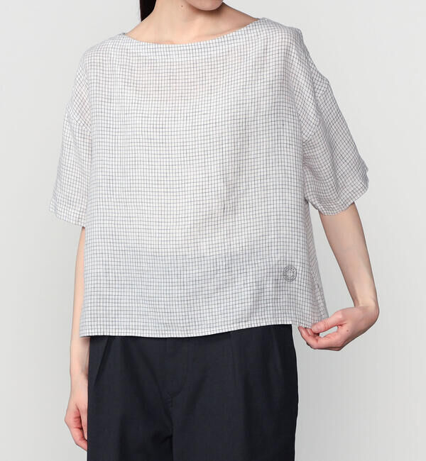 ORCIVAL「ORCIVAL | リネンチェック ボートネックプルオーバー WOMEN」|シャツ・ブラウス|