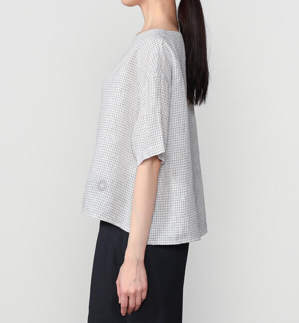 ORCIVAL「ORCIVAL | リネンチェック ボートネックプルオーバー WOMEN」|シャツ・ブラウス|