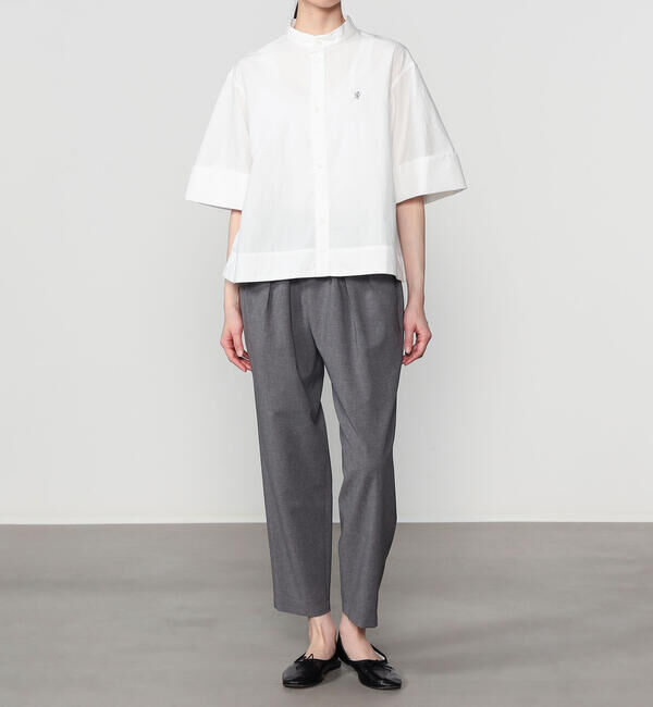 GYMPHLEX「Gymphlex | タイプライター スタンドカラー半袖シャツ WOMEN」|シャツ・ブラウス|