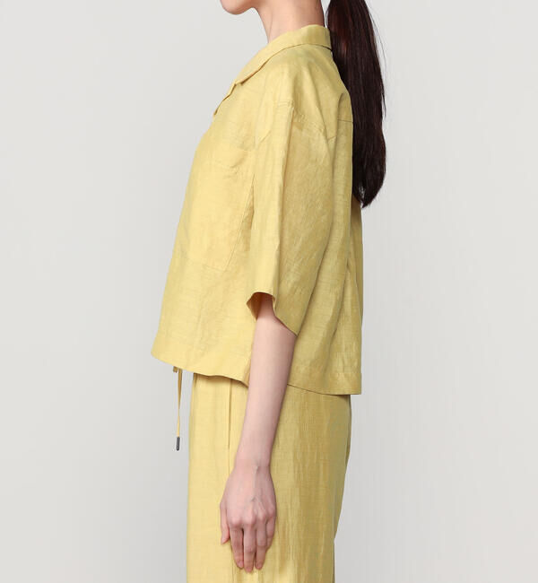 LE GLAZIK「LE GLAZIK | リネンポリエステル オープンカラー半袖シャツ WOMEN」|シャツ・ブラウス|