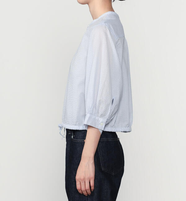 LE GLAZIK「LE GLAZIK | シアーサッカー カラーレスシャツ WOMEN」|シャツ・ブラウス|