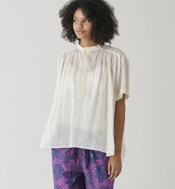 LE GLAZIK「LE GLAZIK | ラミー スタンドカラープルオーバーシャツ WOMEN」|シャツ・ブラウス|