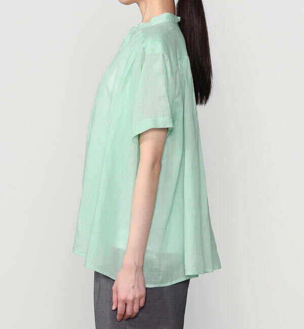 LE GLAZIK「LE GLAZIK | ラミー スタンドカラープルオーバーシャツ WOMEN」|シャツ・ブラウス|