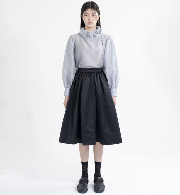  「eunoia | シャーリング ハイネックブラウス WOMEN」|シャツ・ブラウス|