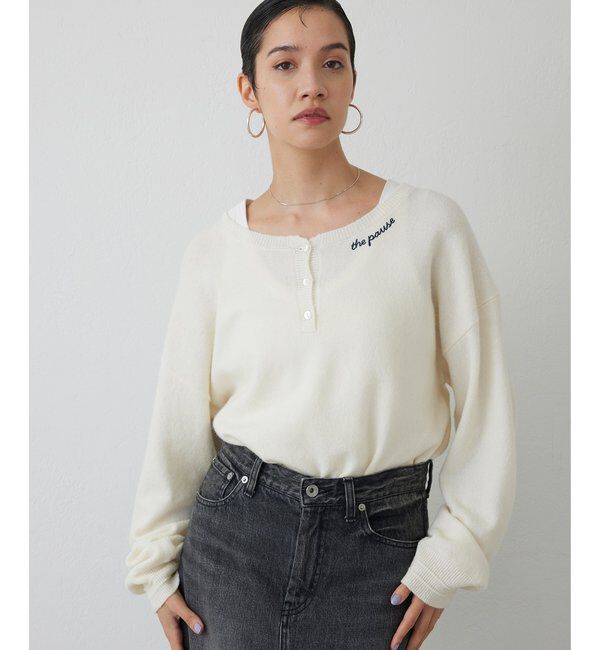 THE PAUSE「【THE PAUSE】ヘンリーネック刺繍プルオーバー」|ニット・セーター|