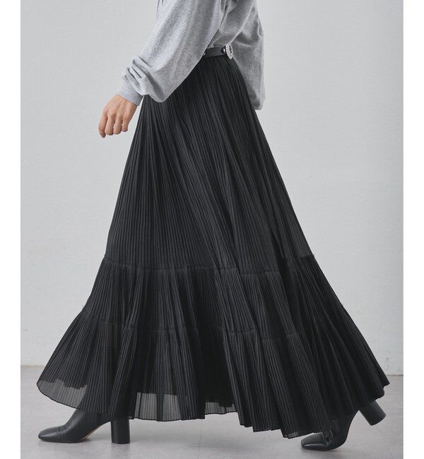  「オーガンジーティアードスカート」|スカート|ブラック